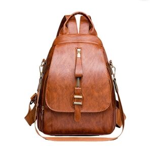 Brown Vegan Leather Women's Backpack
